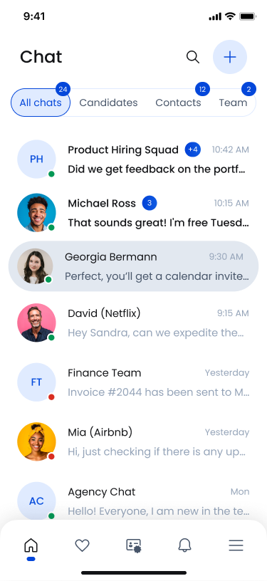 Caliber mobile chat preview